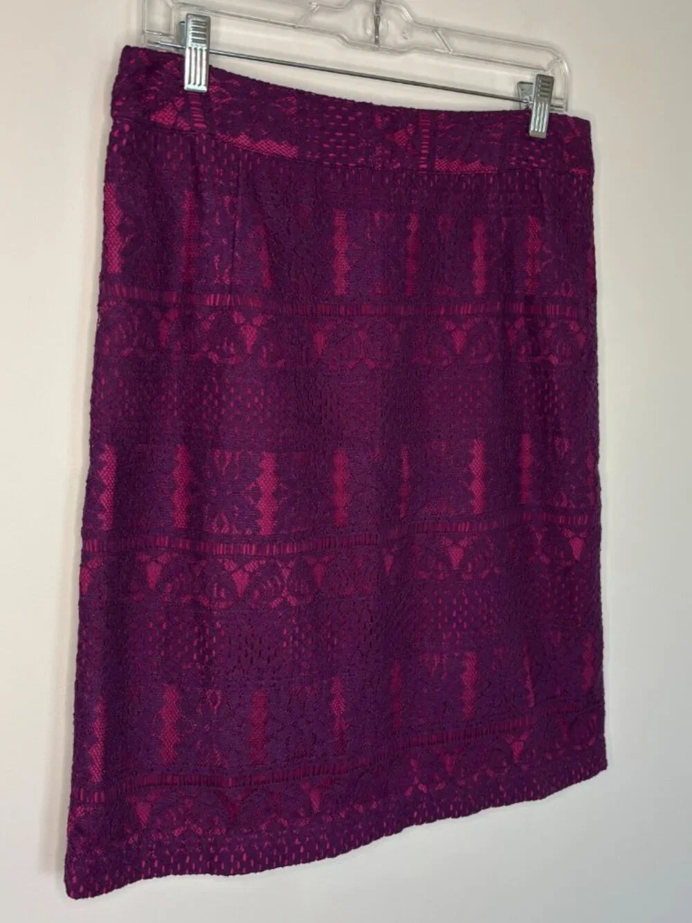 COLDWATER CREEK Pencil Skirt Womens 10 Pink Purple Lace Midi Office Professional